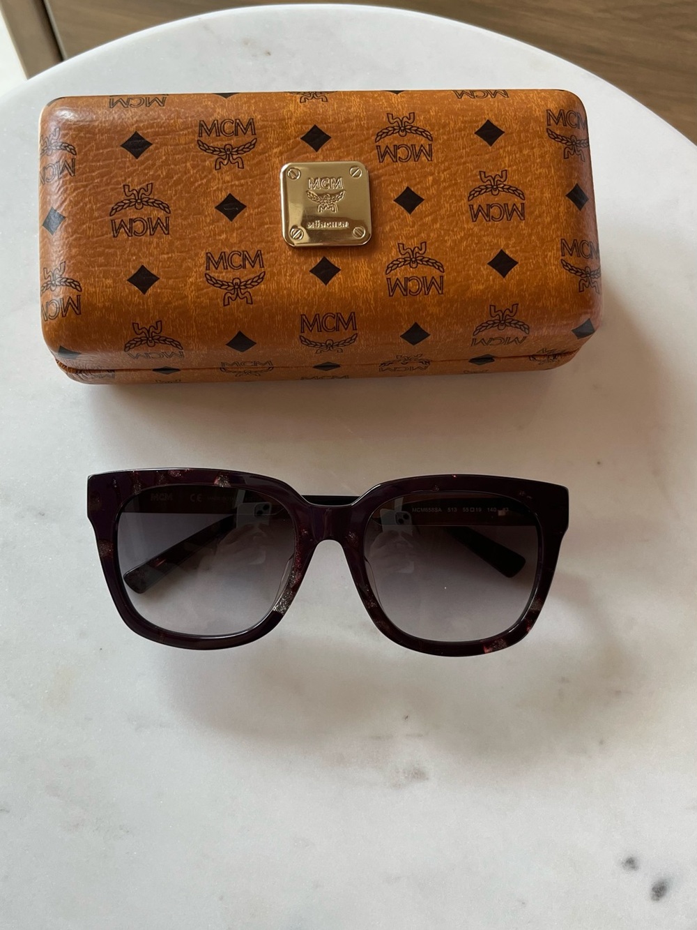 MCM Women's Burgundy Tortoiseshell Square Sunglasses